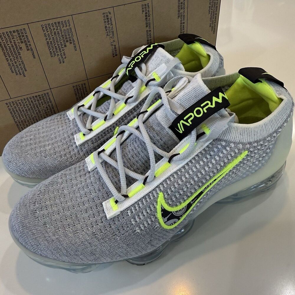 New Nike Air VaporMax 2021 FK (GS) “Wolf Grey Volt” DB1550-005 Sz 6Y / Women 7.5